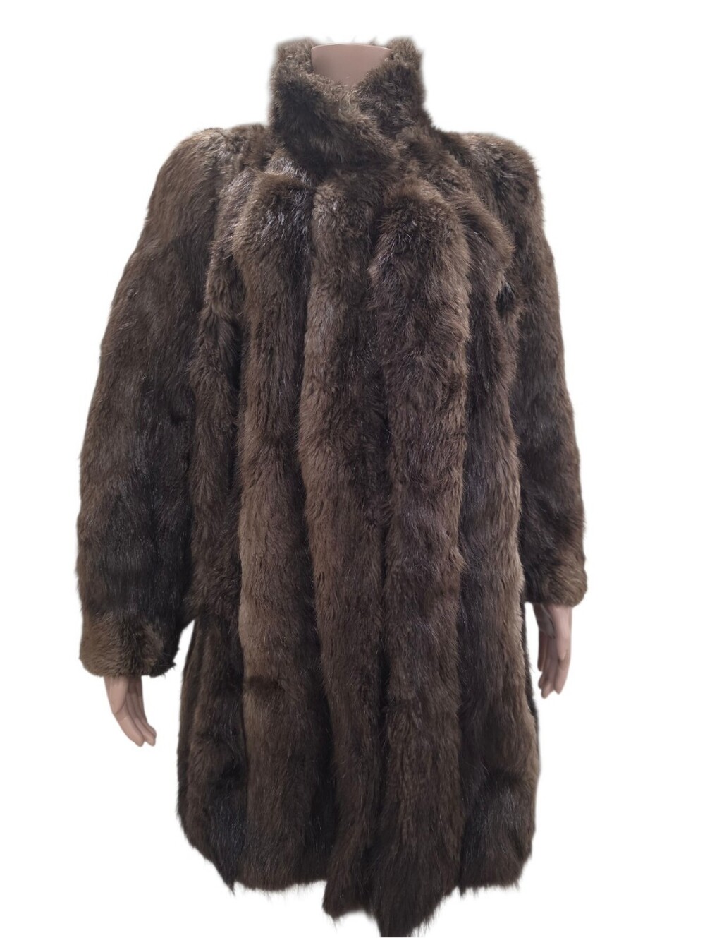 Vintage Gina Gabriel Genuine Beaver Fur Coat 1980s Made in Greece Full Length